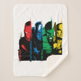 Avengers Classics   Paint Brush Lineup Sherpa Blanket