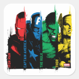 Avengers Classics   Paint Brush Lineup Square Sticker