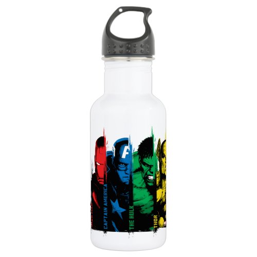 Avengers Classics  Paint Brush Lineup Stainless Steel Water Bottle