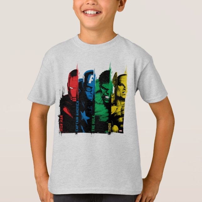 Avengers Classics | Paint Brush Lineup T-Shirt (Front)