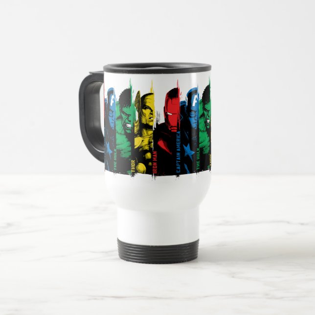 Avengers Classics | Paint Brush Lineup Travel Mug (Front Left)