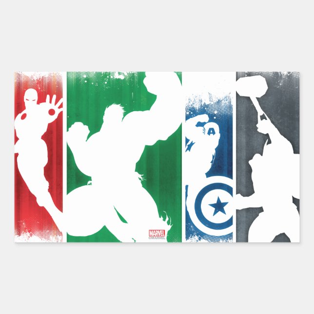 Avengers Classics | Paint Swatch Silhouettes Rectangular Sticker (Front)