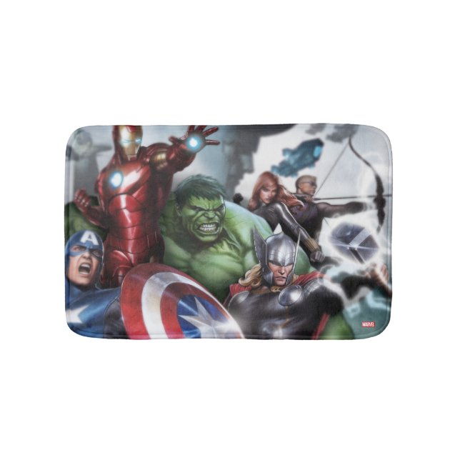Avengers Classics | Poised For Battle Drawing Bath Mat (Front)