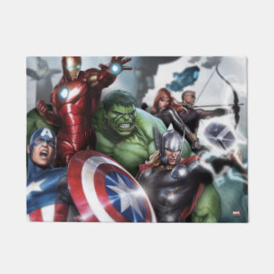 Avengers Classics Poised For Battle Drawing Doormat