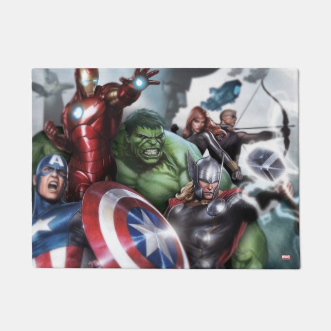 Avengers Classics | Poised For Battle Drawing Doormat (Front)