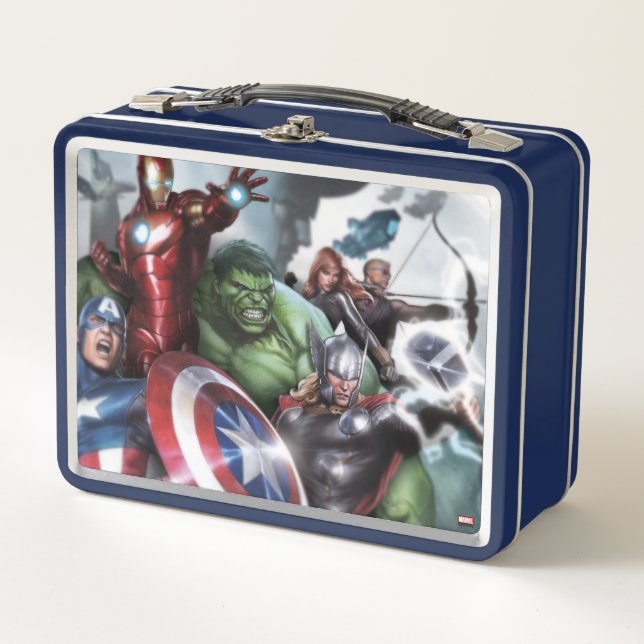 Avengers Classics | Poised For Battle Drawing Metal Lunch Box (Front)