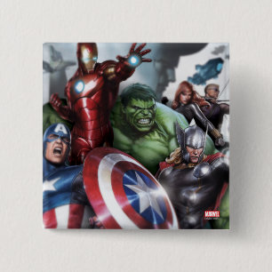 Avengers Classics   Poised For Battle Drawing Pinback Button
