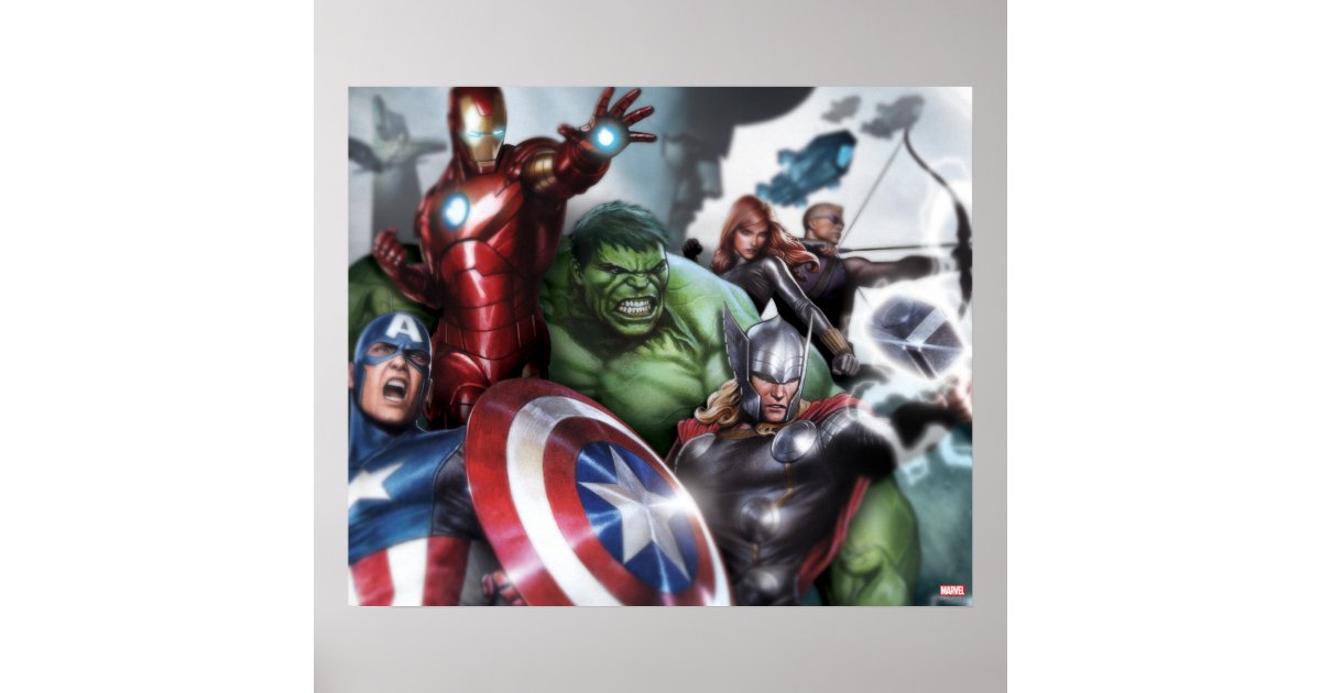 Avengers Classics Poised For Battle Drawing Poster Zazzle Com