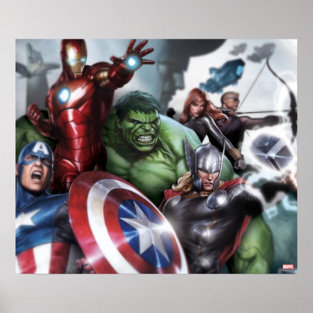 Avengers Classics | Poised For Battle Drawing Poster (Front)