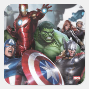 Avengers Classics   Poised For Battle Drawing Square Sticker