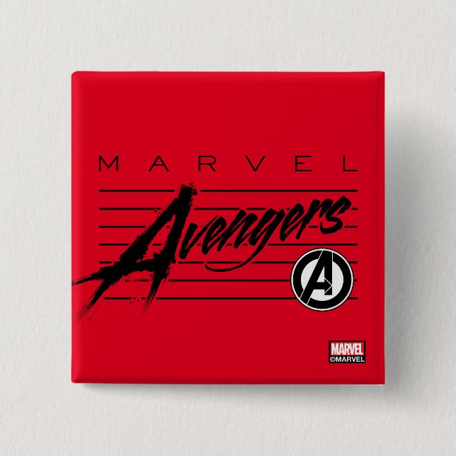 Avengers Classics | Retro Avengers Stylized Logo Button (Front)