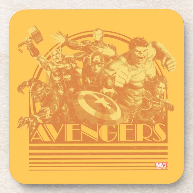Avengers Classics | Retro Avengers Sunset Graphic Beverage Coaster (Front)