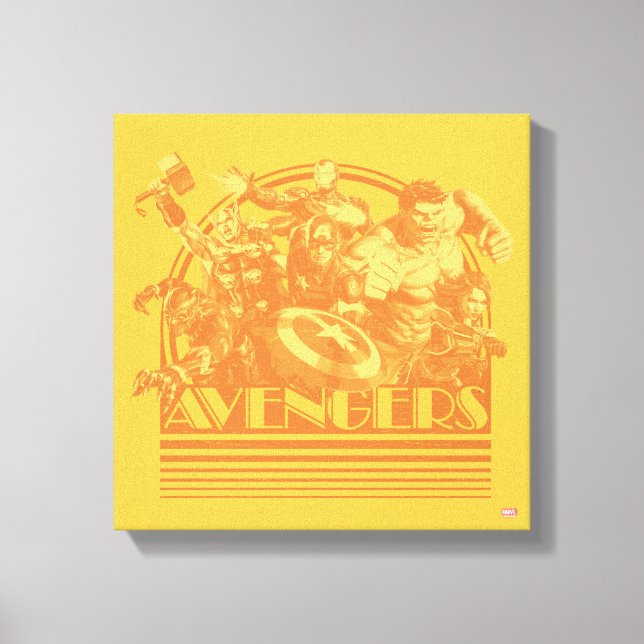 Avengers Classics | Retro Avengers Sunset Graphic Canvas Print (Front)