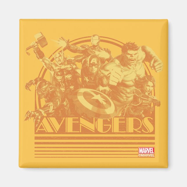 Avengers Classics | Retro Avengers Sunset Graphic Magnet (Front)