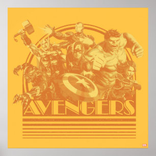 Avengers Classics Retro Avengers Sunset Graphic Poster