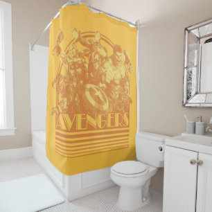 Avengers Classics Retro Avengers Sunset Graphic Shower Curtain