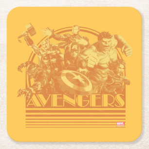 Avengers Classics Retro Avengers Sunset Graphic Square Paper Coaster