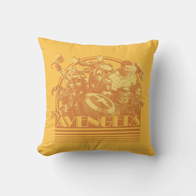 Avengers Classics | Retro Avengers Sunset Graphic Throw Pillow (Front)