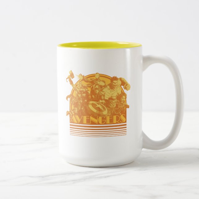 Avengers Classics | Retro Avengers Sunset Graphic Two-Tone Coffee Mug (Right)