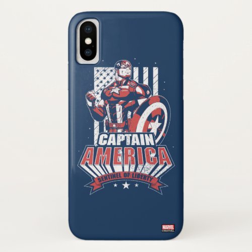 Avengers Classics  Retro Captain America Liberty iPhone X Case