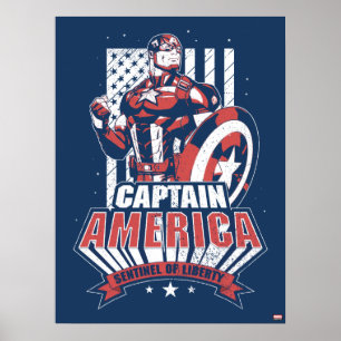 Avengers Classics Retro Captain America Liberty Poster
