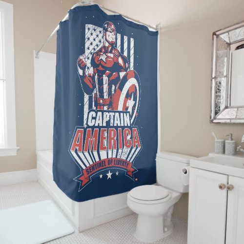Avengers Classics  Retro Captain America Liberty Shower Curtain