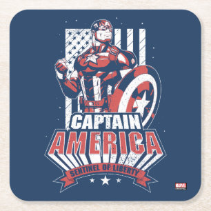 Avengers Classics Retro Captain America Liberty Square Paper Coaster
