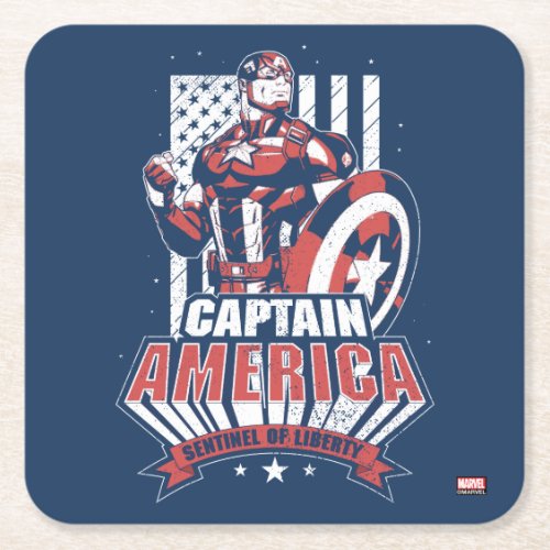 Avengers Classics  Retro Captain America Liberty Square Paper Coaster