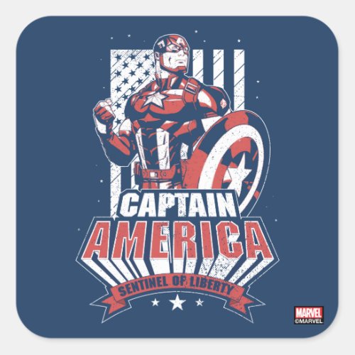 Avengers Classics  Retro Captain America Liberty Square Sticker
