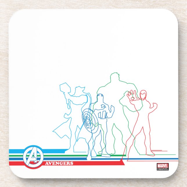 Avengers Classics | Retro Lineart Outline Beverage Coaster (Front)