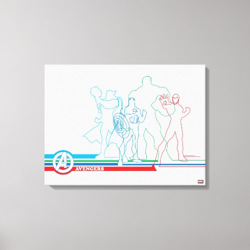 Avengers Classics  Retro Lineart Outline Canvas Print