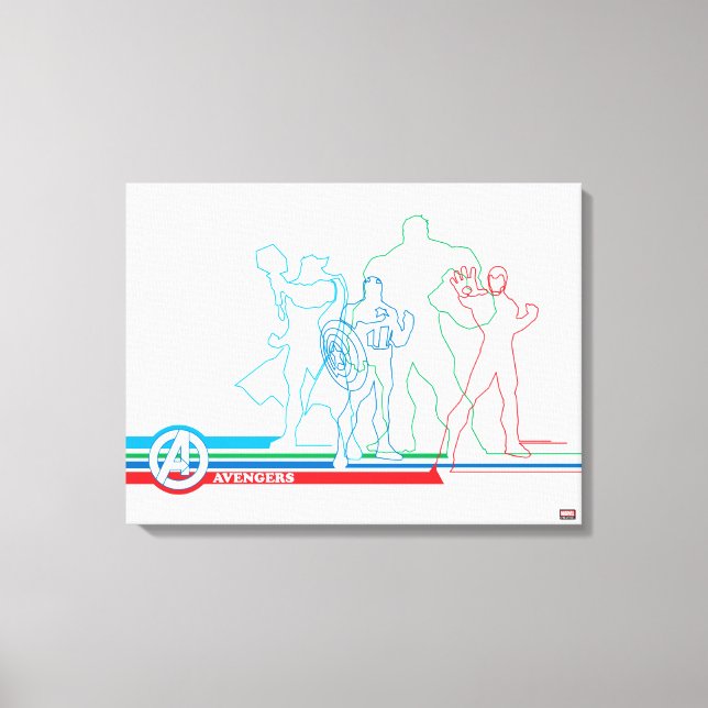 Avengers Classics | Retro Lineart Outline Canvas Print (Front)