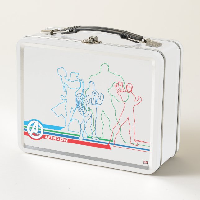 Avengers Classics | Retro Lineart Outline Metal Lunch Box (Front)