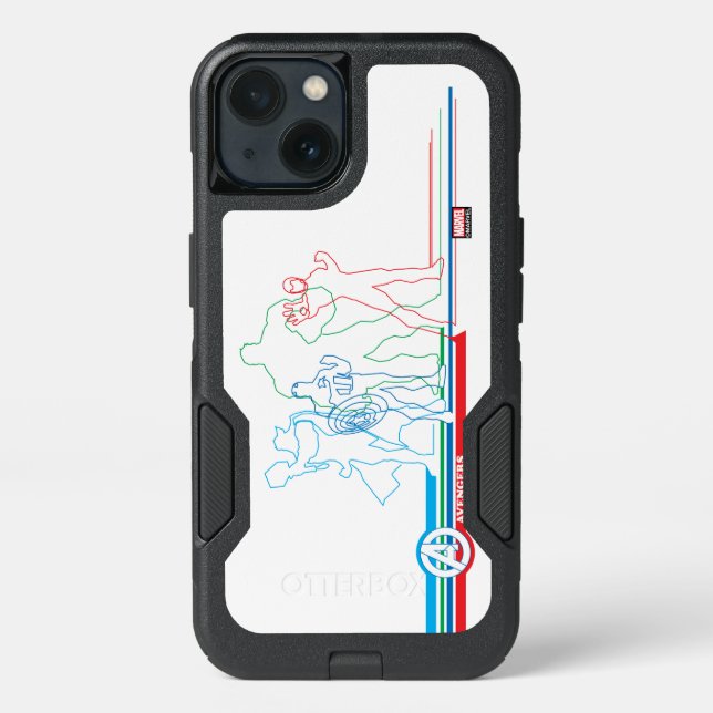 Avengers Classics | Retro Lineart Outline Otterbox iPhone Case (Back)