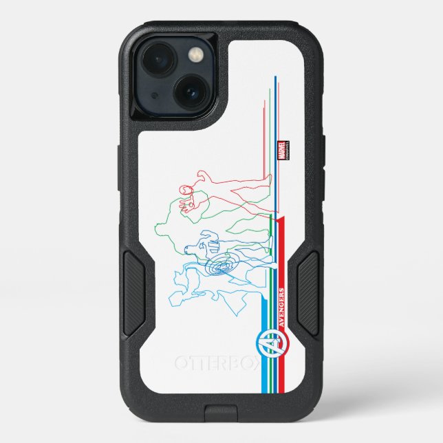 Avengers Classics | Retro Lineart Outline Otterbox iPhone Case (Back)