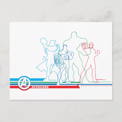 Avengers Classics  Retro Lineart Outline Postcard