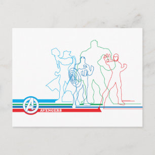 Avengers Classics Retro Lineart Outline Postcard