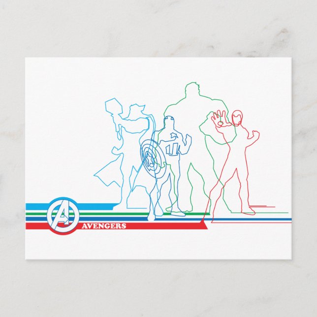 Avengers Classics | Retro Lineart Outline Postcard (Front)