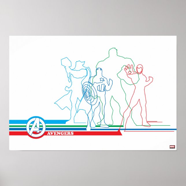 Avengers Classics | Retro Lineart Outline Poster (Front)