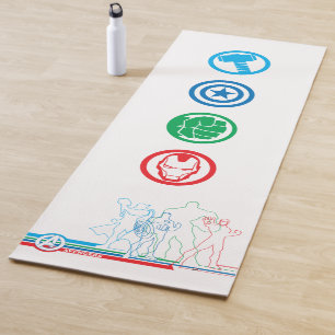 Avengers Classics Retro Lineart Outline Yoga Mat