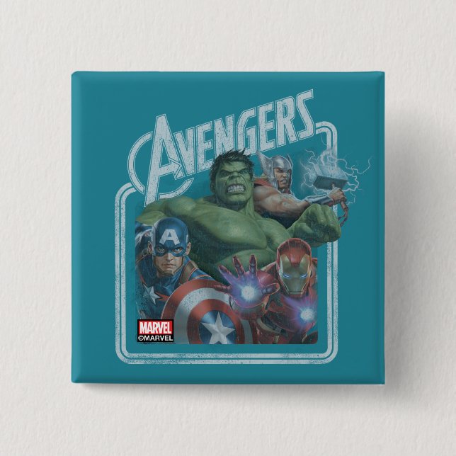 Avengers Classics | Retro Throwback Avengers Art Button (Front)