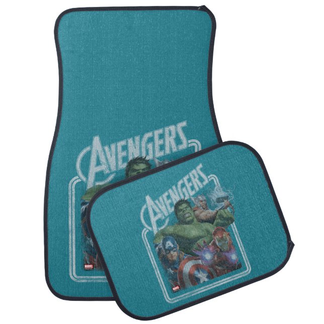 Avengers Classics | Retro Throwback Avengers Art Car Floor Mat (Set)