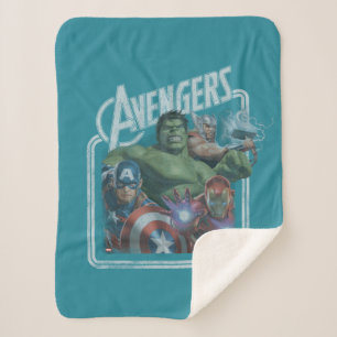 Avengers Classics   Retro Throwback Avengers Art Sherpa Blanket