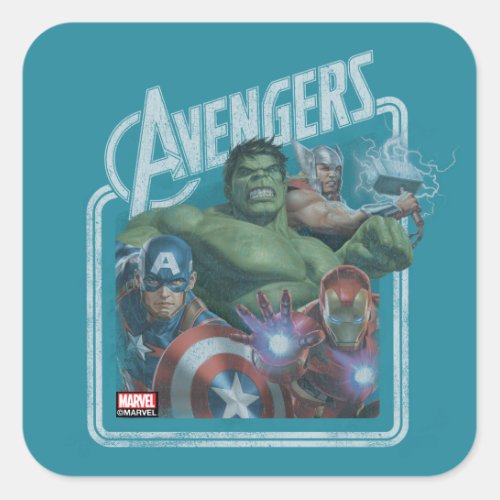 Avengers Classics  Retro Throwback Avengers Art Square Sticker