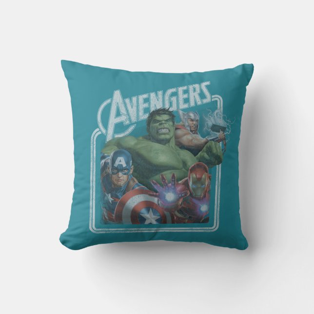 Avengers Classics | Retro Throwback Avengers Art Throw Pillow (Front)