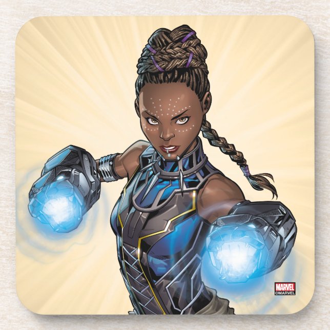 Avengers Classics | Shuri Leap With Gauntlets Beverage Coaster (Front)