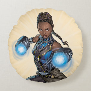 Avengers Classics   Shuri Leap With Gauntlets Round Pillow
