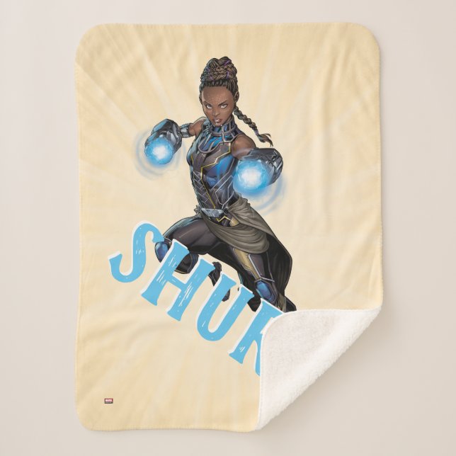 Avengers Classics | Shuri Leap With Gauntlets Sherpa Blanket (Front)