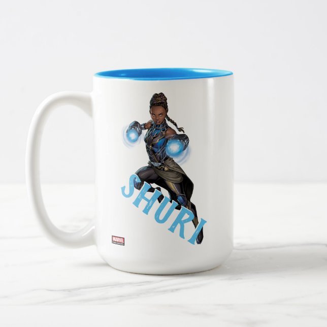 Avengers Classics | Shuri Leap With Gauntlets Two-Tone Coffee Mug (Left)