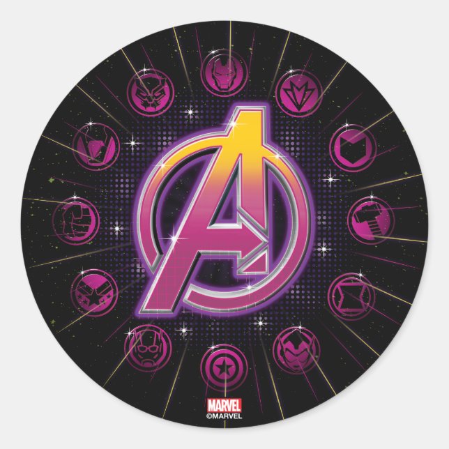 Avengers Classics | Stellar Avengers Icons Classic Round Sticker (Front)